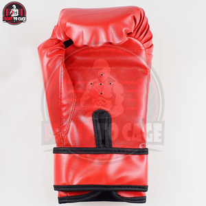 Gants de boxe pour enfants en cuir PU souple et léger, couleur contrastée noir et rouge, impression de logo personnalisée, 16 oz - Product Image 3