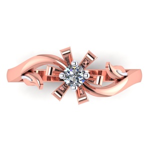Anillo Daisy Star de Oro Rosa con Diamante, Anillo Solitario Floral de Oro Rosa de 10K con Diamante de Corte Brillante Redondo de 0.10 CT - Product Image 2