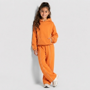 Sweat à capuche pour filles Pumpkin Girls's Contrastline avec logo personnalisé, décontracté, surdimensionné, en polaire premium, pull à capuche pour filles - Product Image 6