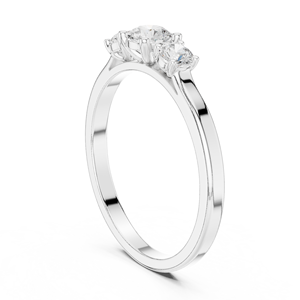 Bague de fiançailles et de mariage pour femme en argent sterling 925 avec moissanite taille ronde, trois pierres, bijoux fins - Product Image 1