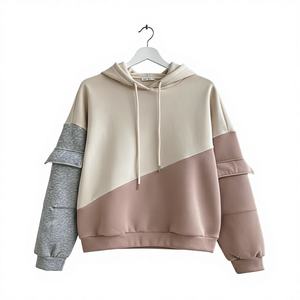 Nouveau – Vente en gros OEM – Sweats à capuche unisexes en molleton 100 % coton premium, coupe oversize, 400 g, délavés à l'acide, à sequins, color block, avec poches sur les manches - Product Image 4