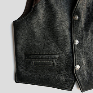 Wholesale Men's Winter Leather Vest with Custom Logo Printing OEM Service Customizable Color & Design Leather Vest With OEM - Product Image 5