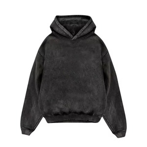 Nouveau sweat à capuche vintage noir délavé pour hommes et femmes, en coton épais, coupe oversize, en molleton, style streetwear, mode hiver, OEM ODM - Product Image 1