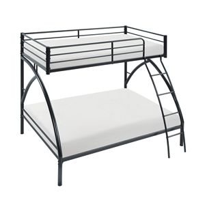 Cama litera doble/matrimonial con estructura de metal negro de fácil montaje para dormitorio juvenil, muebles para niños - Product Image 3