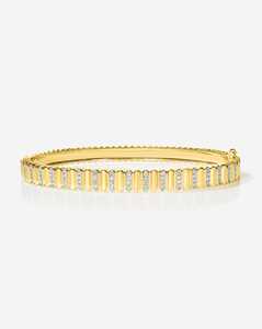 Diamond Ribbed Bangles Pave Set 5mm Hinged Oval Statement <b>Cuff</b> <b>Bracelets</b> Custom 14K 18K Solid Gold Round Cut Lab Grown Wholesale - Product Image 1