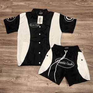 Men Color Blocking Tracksuit Set Quick Dry Sporty Full Sleeve Zipper Closure Lightweight <b>Polyester</b> <b>Shorts</b> and Jacket Spring Wear - Product Image 5