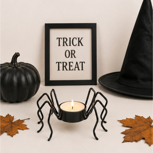 Wholesale Halloween Spider <b>Tealight</b> Holder Black Metal Spooky Spider Candle Stand for Gothic Home Decor Haunted House Party - Product Image 2