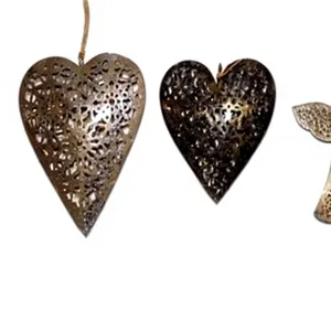 Juego de Adornos Metálicos Navideños para Colgar en la Pared, Gallo Plateado, Estrella de Latón, Copo de Nieve Negro, Decoración para Sala de Estar, Venta al Por Mayor - Product Image 6