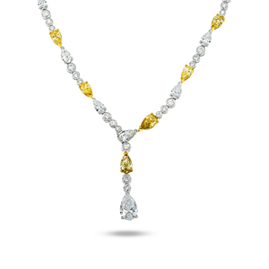 Collier pendentif en or blanc 14 carats avec diamants blancs et jaunes fantaisie, le plus vendu, pour mariée ou mariage et anniversaire, au prix d'usine - Product Image 3