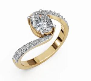 Bague en diamant ovale cultivé en laboratoire, poids total de 0,560 carat, avec 19 pierres étincelantes sur un élégant anneau en or pour femmes, bijoux fins - Product Image 5