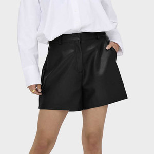 Wholesale Summer Leather Shorts For Women New Style Pockets And <b>Drawstring</b> Slim Fit 100% Leather Breathable Shorts for sale - Product Image 1