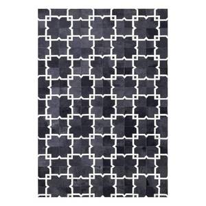 Alfombra de cuero de lujo hecha a mano, alfombra moderna ecológica en blanco y negro para espacios de sala de estar elegantes - Product Image 1