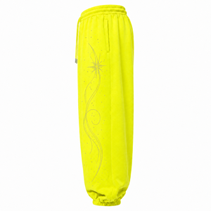 Yellow <b>Sequined</b> 100% Cotton Anti-Pilling Sweatpants Elastic Waist Drawstring Men Casual <b>Jogger</b> Pants Winter Streetwear Fashion - Product Image 3