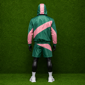 Ensemble de survêtement en nylon pour hommes, veste coupe-vent à capuche et short, vêtements de sport, vente en gros personnalisée, OEM ODM - Product Image 3