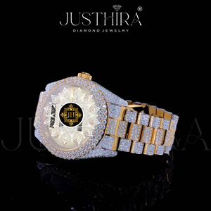 Reloj de lujo de acero inoxidable para mujer, caja redonda de 38 mm, analógico, de cuarzo, cristal de zafiro, cierre plegable - Product Image 2