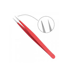 Pince à épiler pour sourcils DANTRIC IMPLANTS en acier inoxydable rouge de précision, pointe lisse, qualité professionnelle, écologique, 10 mm - Product Image 1