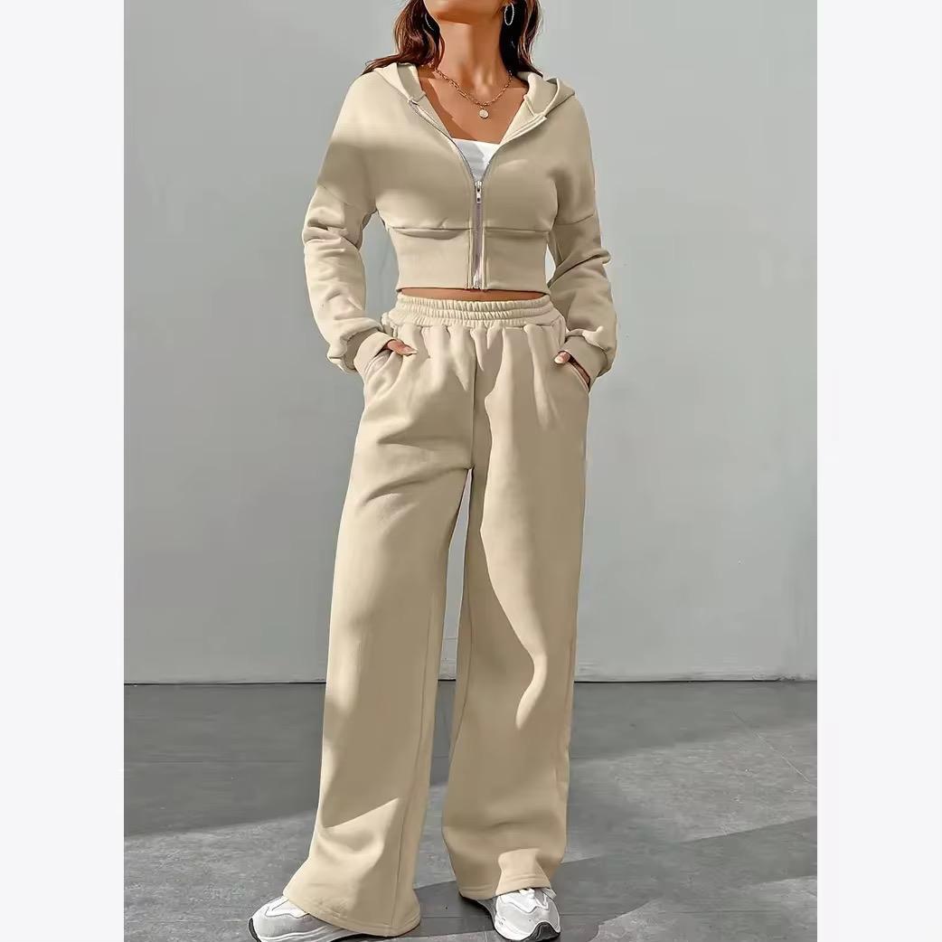 2024 Custom High Quality Streetwear Cropped Acid Wash Vintage Look Flared Sweatpants and Hoodie Sets