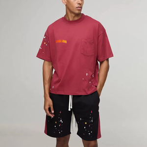 Conjunto de Verano Informal de Diseñador, en Oferta, Ropa Personalizada para Hombre, Camiseta con Logotipo, Pantalones Cortos de Color Sólido, Conjunto de Dos Piezas para Hombre - Product Image 1