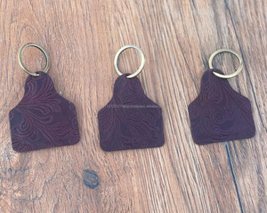 ใหม่ทําด้วยมือสไตล์ตะวันตกลายนูนหนังพวงกุญแจพวงกุญแจพิมพ์ลายดอกไม้พวงกุญแจที่กําหนดเองพวงกุญแจหนังแท้ - Product Image 2