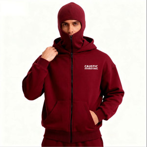 Sweat-shirt unisexe surdimensionné à capuche cagoule vintage, épaules tombantes, masque intégral zippé, pull d'automne-hiver pour l'extérieur, manches longues - Product Image 5