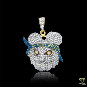 Colgante de Animal de Dibujos Animados Hecho a Mano con Diseño Iced Out y Piedras de Diamante Moissanita VVS - Product Image 2