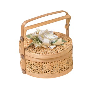 Unique <b>Round</b> Bamboo Gift <b>Box</b> Handcrafted Bamboo Picnic Basket Sustainable Natural Storage with Elegant Flower Decor - Product Image 1