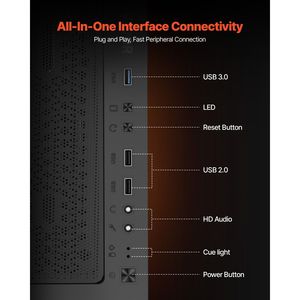 Custodia per Computer da gioco Mid-Tower per PC per ATX/M-ATX/ITX 4X120mm fan per i giocatori - Product Image 6