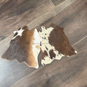 Juego de posavasos de cuero de vaca rústico de alta calidad, posavasos de cuero genuino para ocultar el pelo occidental único para bebidas, regalos de decoración del hogar - Product Image 5