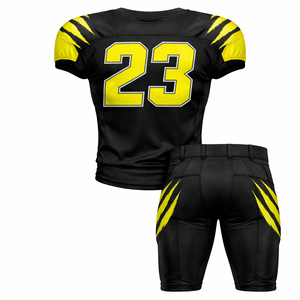 Conjunto de Uniforme de Fútbol Americano Personalizado para Hombre, Jersey y Pantalones Negros y Amarillos, Transpirable, de Poliéster, para Verano, con Impresión del Nombre del Equipo, para Entrenamiento - Product Image 2