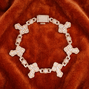 Pulsera de eslabones de oro rosa con moissanita, estilo lujo, hip hop, joyería de moda para hombre y mujer, regalo. - Product Image 1