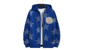 Fabricant de sweats à capuche oversize avec broderie vieillie, strass, fermeture éclair, effet délavé à l'acide et délavé à la pierre, style vintage, MOQ 10, vente en gros - Product Image 4