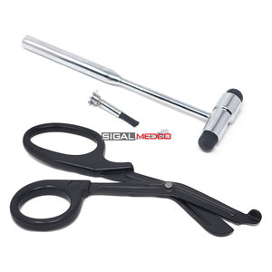 Ciseaux de traumatologie de qualité supérieure pour paramédicaux + marteau neurologique de diagnostic à percussion 3-en-1 Buck pour urgences - Product Image 1