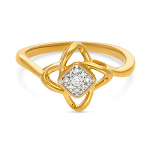 Bague en or 14 carats avec nœud floral et grappe de diamants, luxe pour femme - Product Image 5