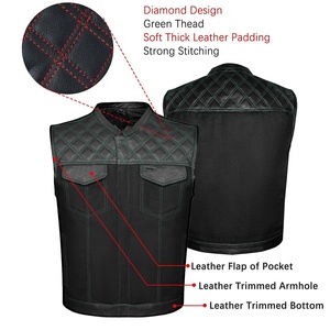 Gran oferta Chaleco de cuero para motocicleta para hombre negro clásico Vintage cómodo Club Riding Biker chalecos con múltiples bolsillos - Product Image 4