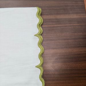 Sage Green Scalloped <b>Edge</b> Cotton Dining Napkin Reusable Cloth Table Napkin For Wedding Party Restaurant Table - Product Image 4