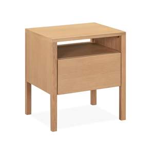 Table de chevet moderne minimaliste en teck massif avec 1 tiroir à fermeture douce, OEM ODM, commande en gros, fournisseur d'exportation de meubles de chambre - Product Image 5