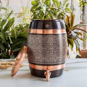 Distributeur d'eau en cuivre avec motif floral et robinet pour usage domestique - Product Image 6