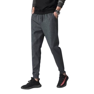 Pantalon de survêtement gris pour homme, taille élastique, cordon de serrage, poches latérales, joggers décontractés, coton tricoté mi-lourd, vêtements d'automne - Product Image 2