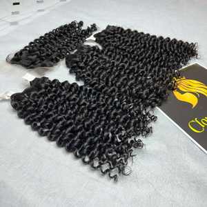 CDYHAIRVN Extensiones de Cabello Humano Rizado Euroasiático, Cabello Virgen Natural Suave y Rizado, Doble Trama con Puntas Gruesas - Product Image 3