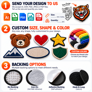 Toppe Ricamate di Design con Logo da Cucire o Termoadesive, Applicazioni e Adesivi Ricamati, Toppe Personalizzate per Abbigliamento di Marca - Product Image 3