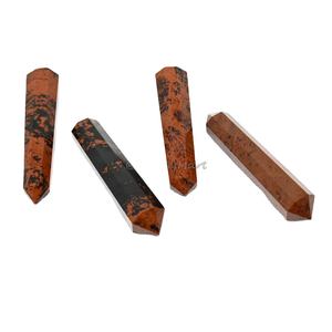 Piedra de obsidiana de caoba semipreciosa, punto de doble terminación para curar piedras preciosas de grabado de estilo amoroso talladas a mano - Product Image 1