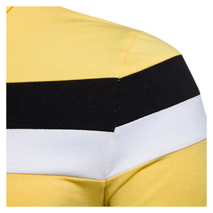 Camiseta de Manga Larga Amarilla para Hombre, Diseño de Bloques de Color, Estilo Casual, Tejido Transpirable - Product Image 3