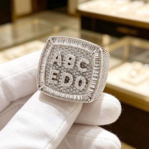 Custom <b>Iced</b>-Out Personalized Letter <b>Ring</b> Hip Hop Statement <b>Ring</b> Men Fashion Jewelry - Product Image 1