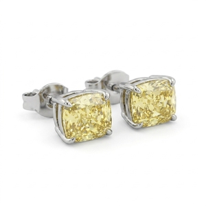 Boucles d'oreilles clous en diamant de laboratoire certifié IGI PT950, pierres taille coussin poli miroir, design minimaliste élégant et léger, cadeau - Product Image 2