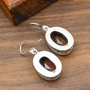 Boucles d'oreilles en grenat rouge, faites à la main, en argent sterling 925, bijoux en grenat rouge naturel, cadeau pour la personne aimée - Product Image 6