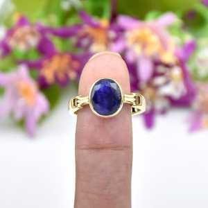 Bague en Vermeil Or 18 carats avec Saphir Bleu, Argent Sterling 925, Bijou Fin, Pierre de Naissance de Septembre, Style Bohème - Product Image 1