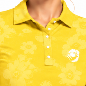 Polo de Golf de Manga Corta para Mujer, Color Amarillo Brillante, Estampado Floral, Deportivo, Personalizable, Transpirable, Venta al Por Mayor - Product Image 5