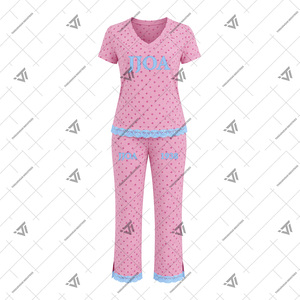 Vêtements de sororité personnalisés Greek Jack And Jill Of America Inc. Ensemble de pyjama pour femmes à pois avec bordure en dentelle, ensemble de vêtements de nuit 2 pièces - Product Image 2