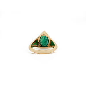 Luxury Fine Top Quality Pear Shape Emerald 18K Pure Yellow Gold Statement <b>Chunky</b> <b>Ring</b> For Unisex Bold Wedding Jewelry Wholesaler - Product Image 6