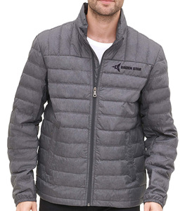 Daizen Star Men's Gray Puffer Jacket Stand Collar Zipper Closure Windproof Winter Casual Polyester Filling - Product Image 1